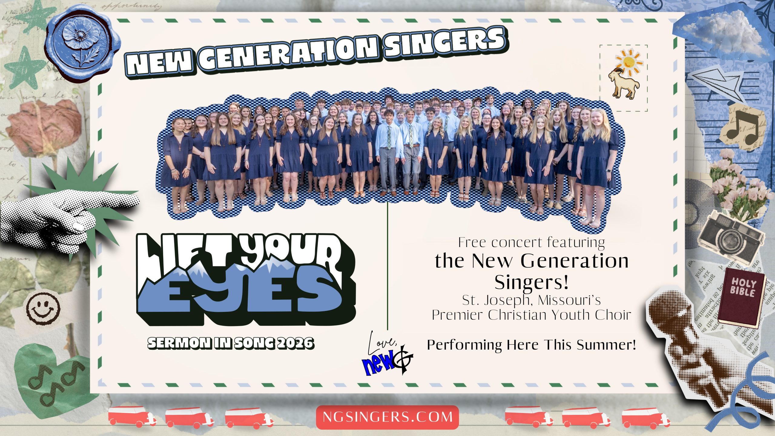 NewG Announcement Loop Slide with Website Logo: New G Singers Celebrating 50 Years